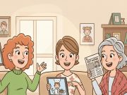 Three women were sitting around